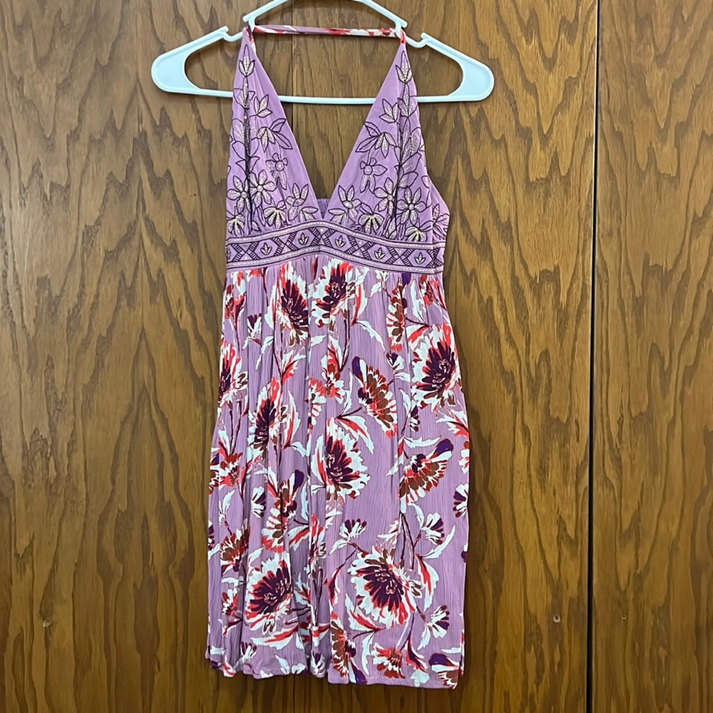 Xhilaration Purple Floral Sleeveless Dress